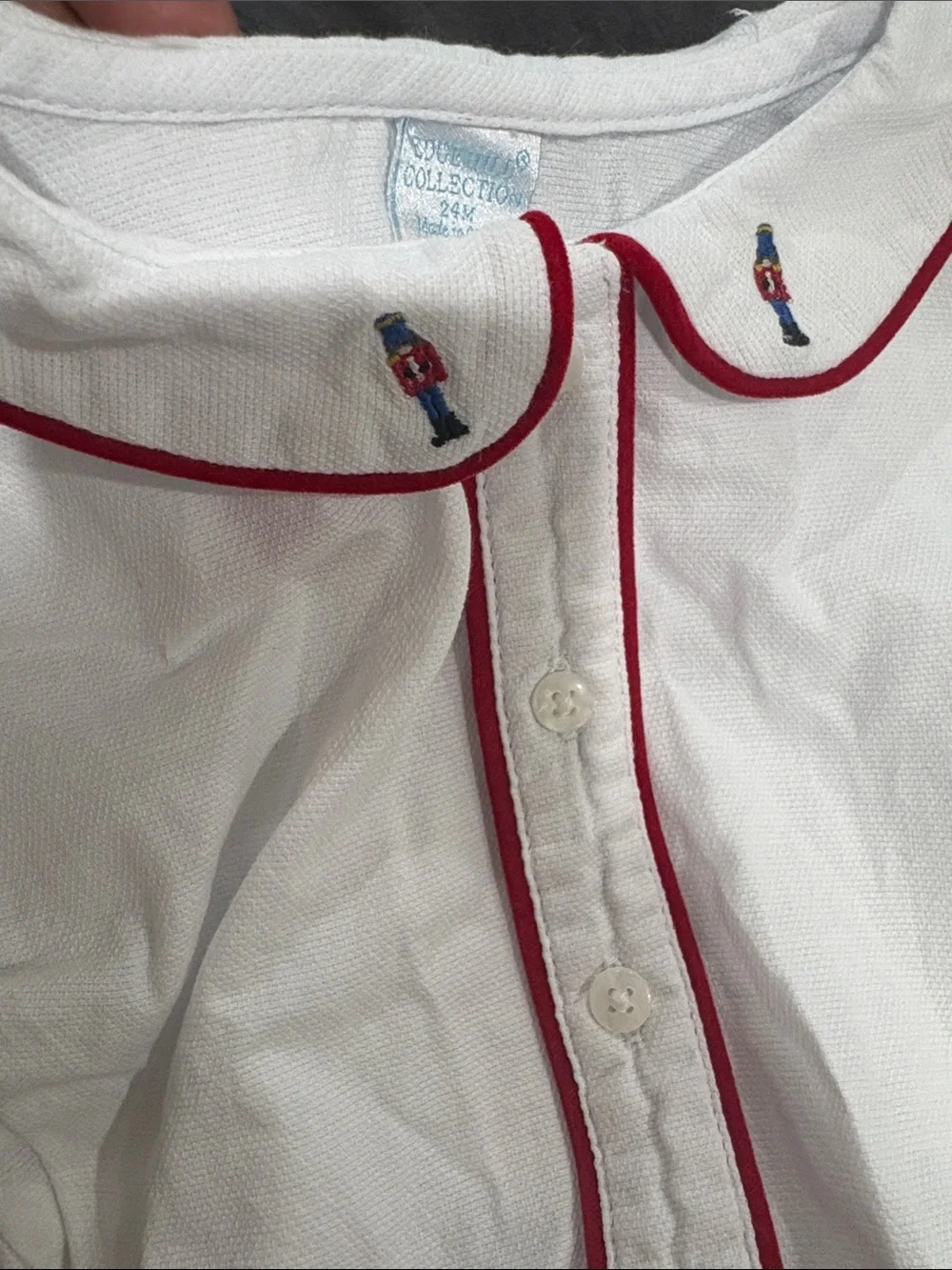 Edgehill Collection Classic White Blouse with Red Velvet Kids Shorts Set